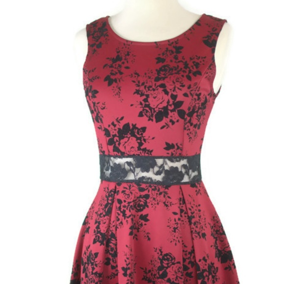 Janette Fashion Dresses & Skirts - Red Floral Sleeveless Dress
